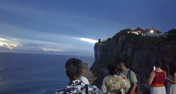 View of the iconic Uluwatu Temple overlooking the Indian Ocean